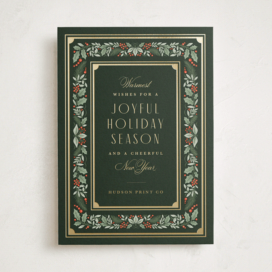 "Festive Trim" - Holiday Cards in Evergreen by Kristen Smith - Front