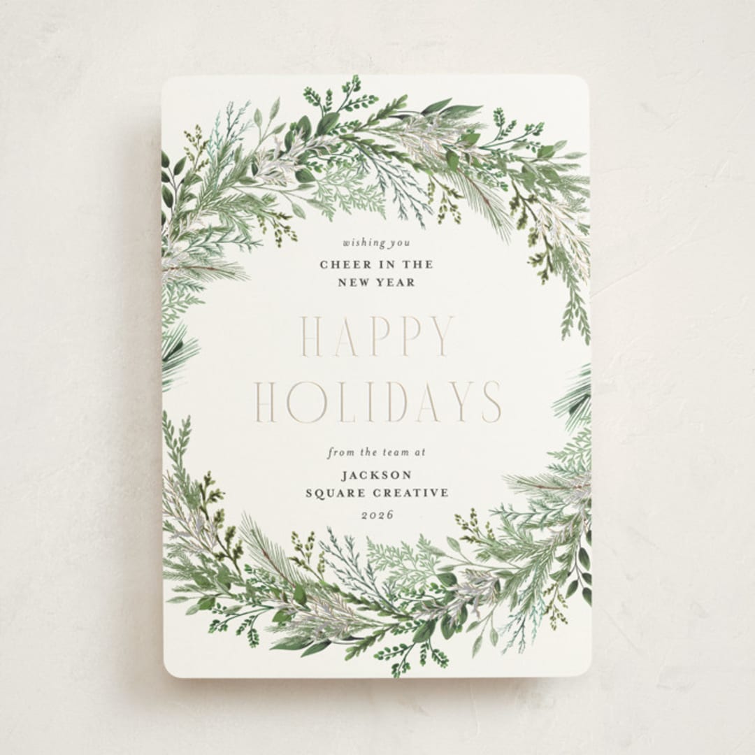 "Pine Wreath" - Holiday Cards in Pine Needle by Susan Moyal - Front