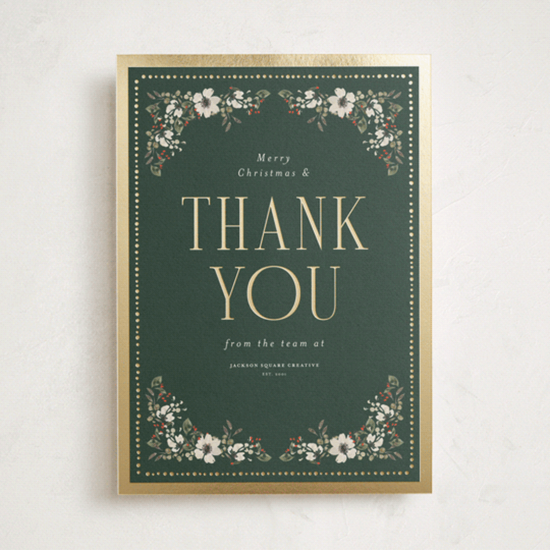 "Botanical Thank You" - Holiday Cards in Evergreen by Itsy Belle Studio - Front