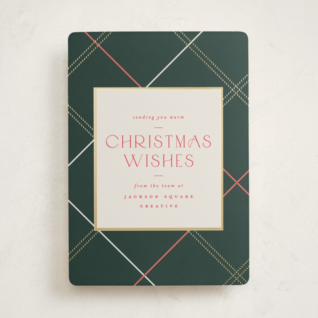"minimal plaid" - Holiday Cards in Evergreen by Carolyn Nicks - Front