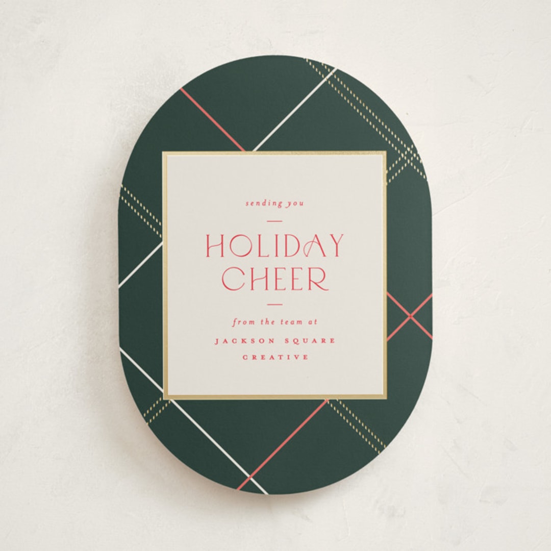 "minimal plaid" - Holiday Cards in Evergreen by Carolyn Nicks - Front