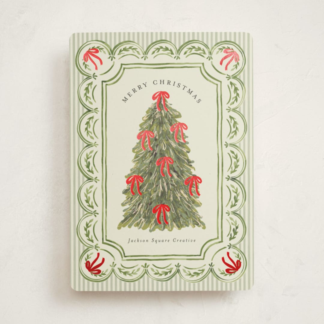 "Holiday Bow tree" - Holiday Cards in Evergreen by Chris Griffith - Front