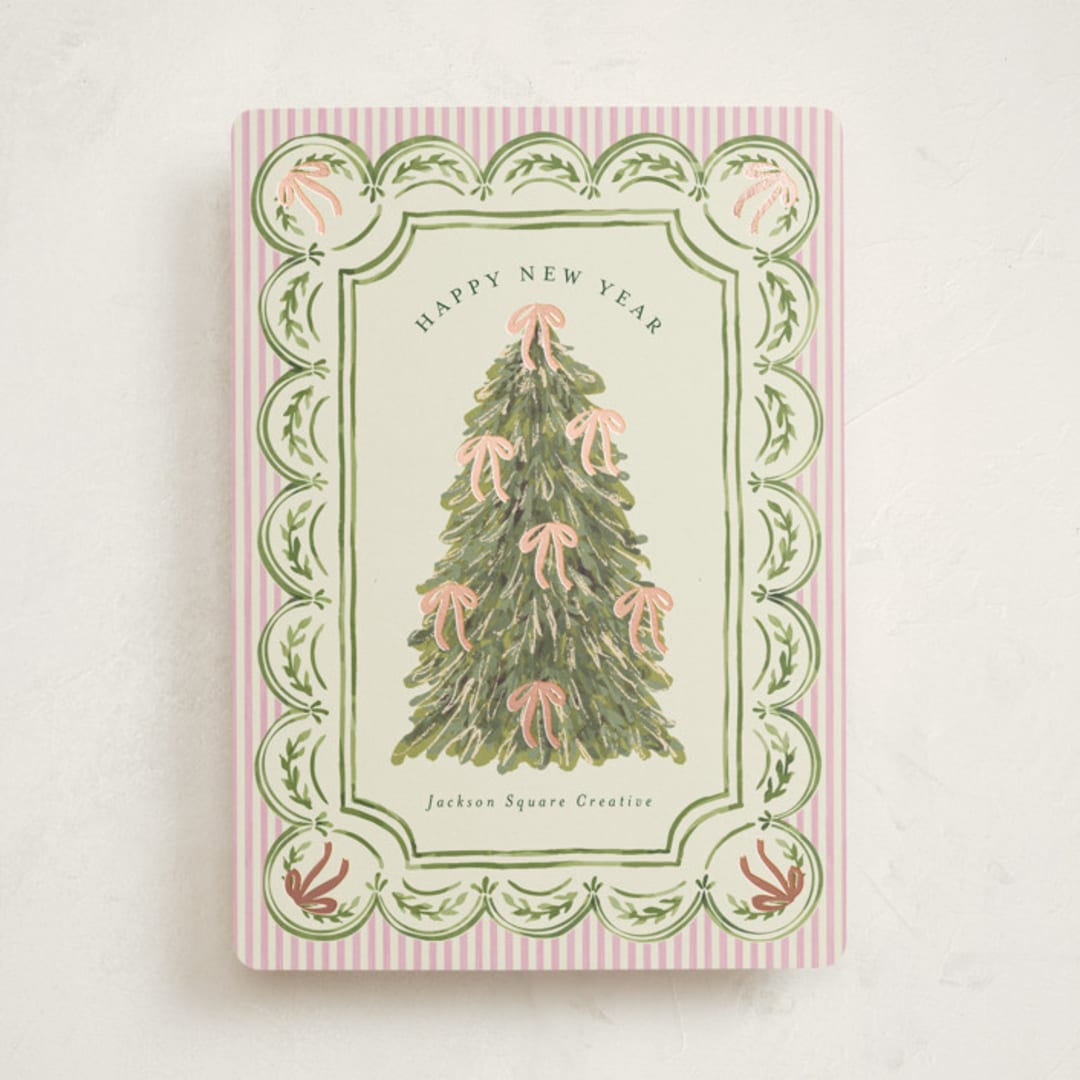 "Holiday Bow tree" - Holiday Cards in Peony by Chris Griffith - Front