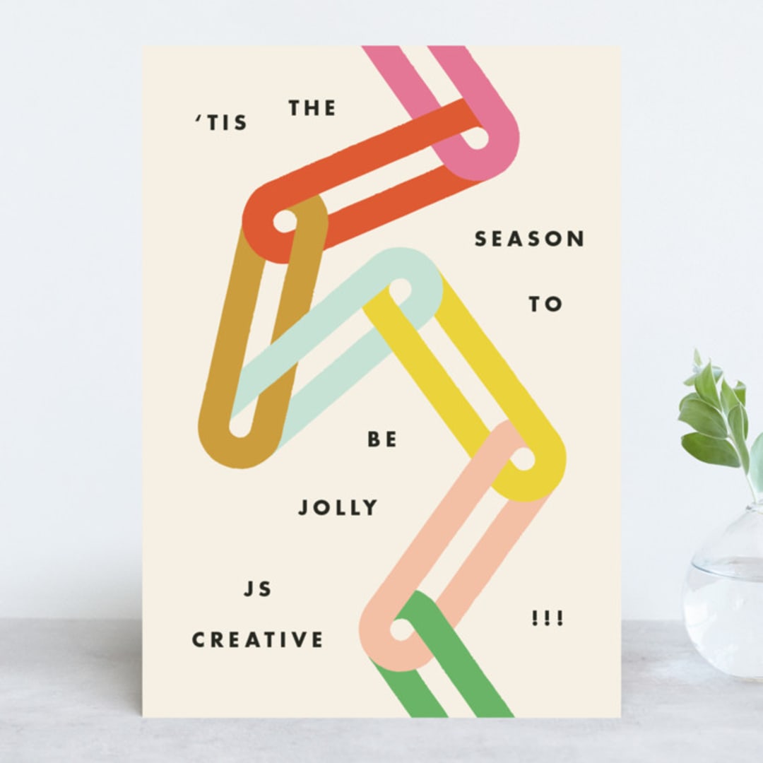 "Chain Stitch" - Holiday Cards in Cream by Yours Madly - Front