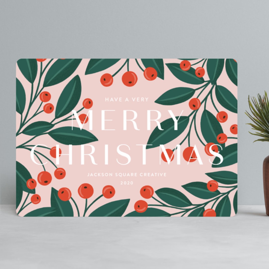 "Very Merry Christmas" - Holiday Cards in Rose by Yaling Hou Suzuki - Front