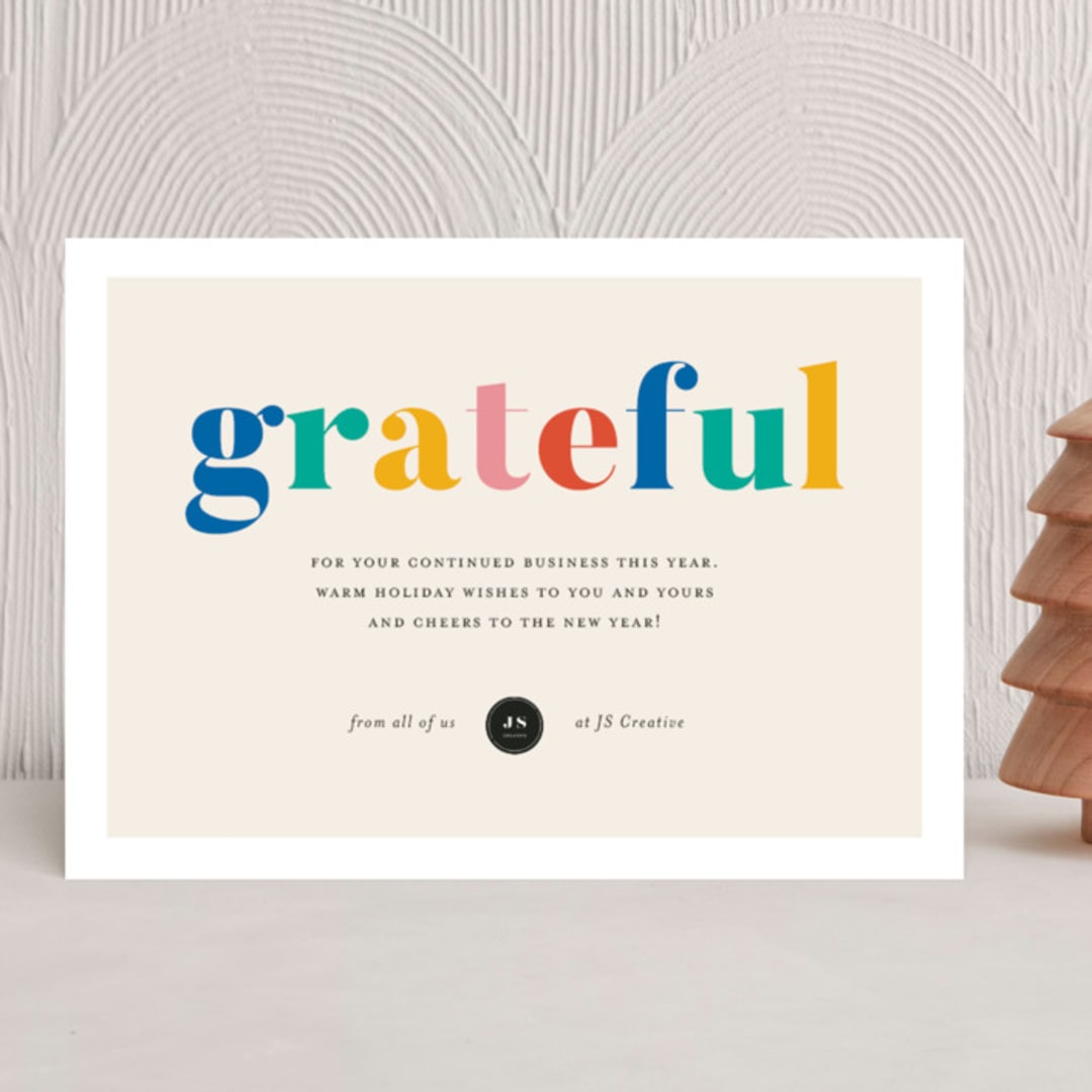 "Colorful Grateful" - Holiday Cards in Cobalt by Genna Blackburn - Front