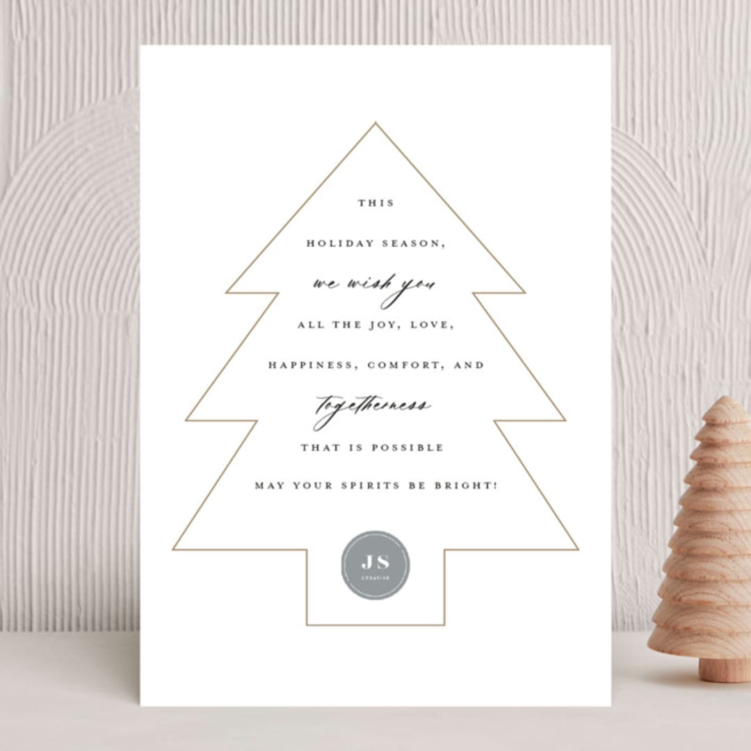 "Bright Wishes" - Holiday Cards in Golden by Shari Margolin - Front