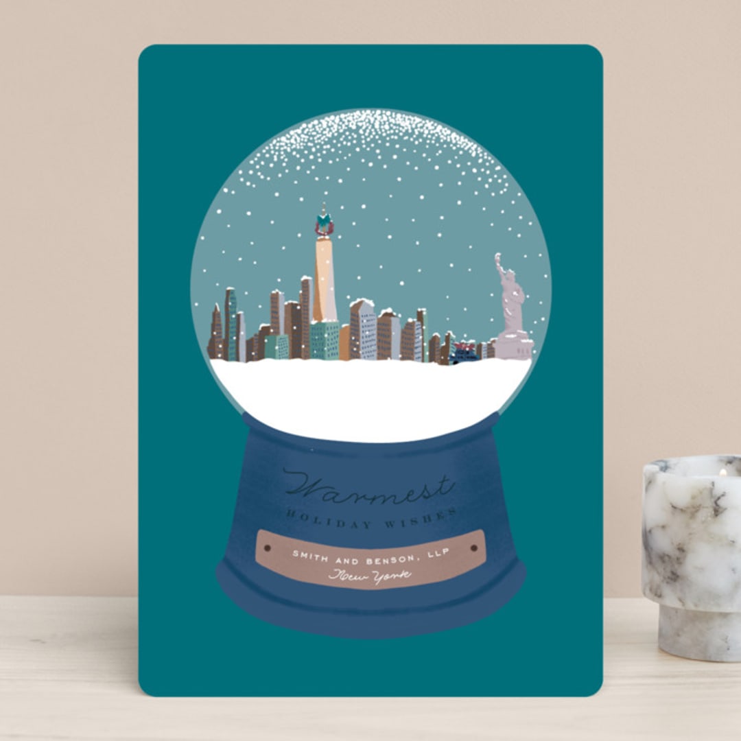"Snowy Scene" - Holiday Cards in Cerulean by Leah Bisch - Front