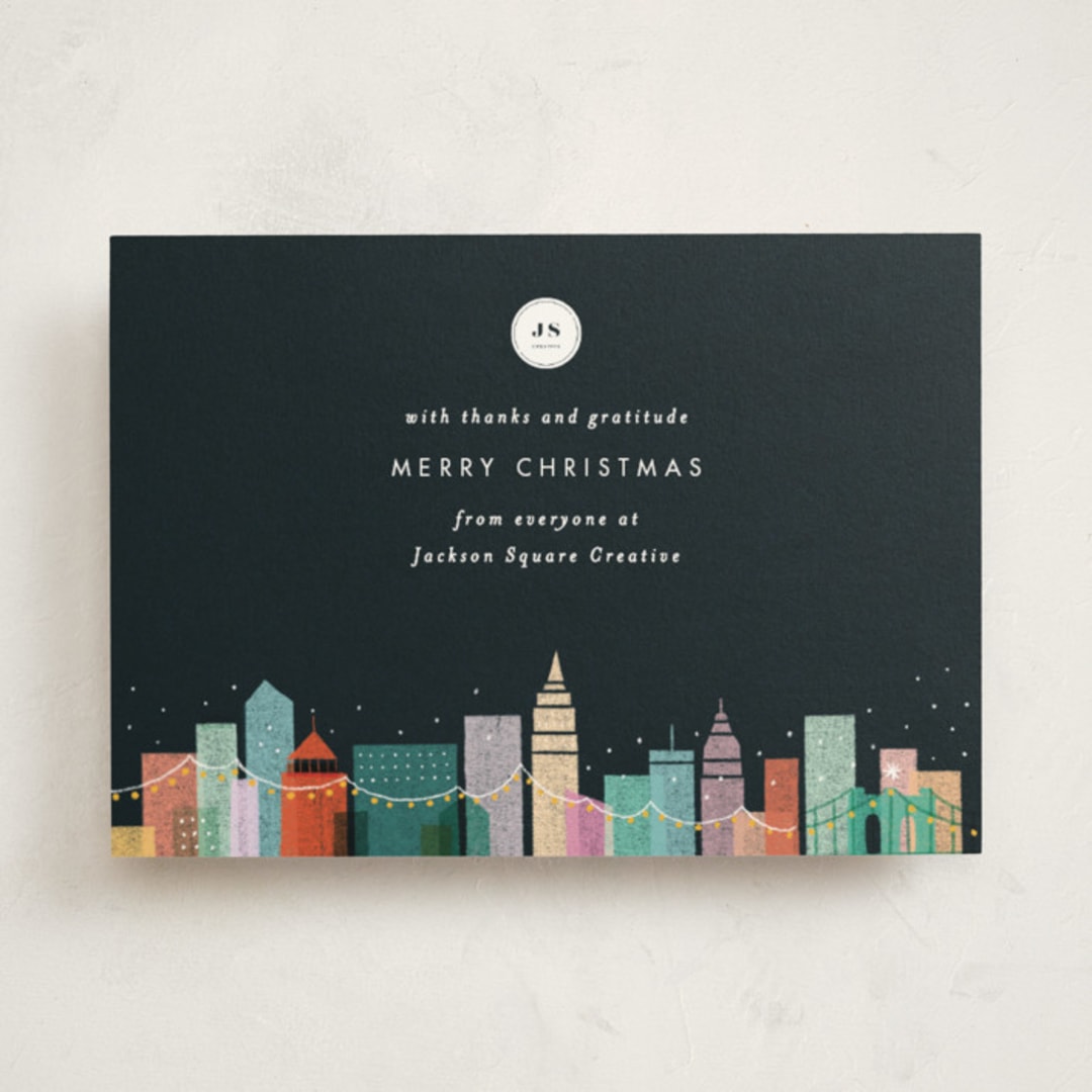 "City Lights" - Holiday Cards in Navy by Bethan - Front