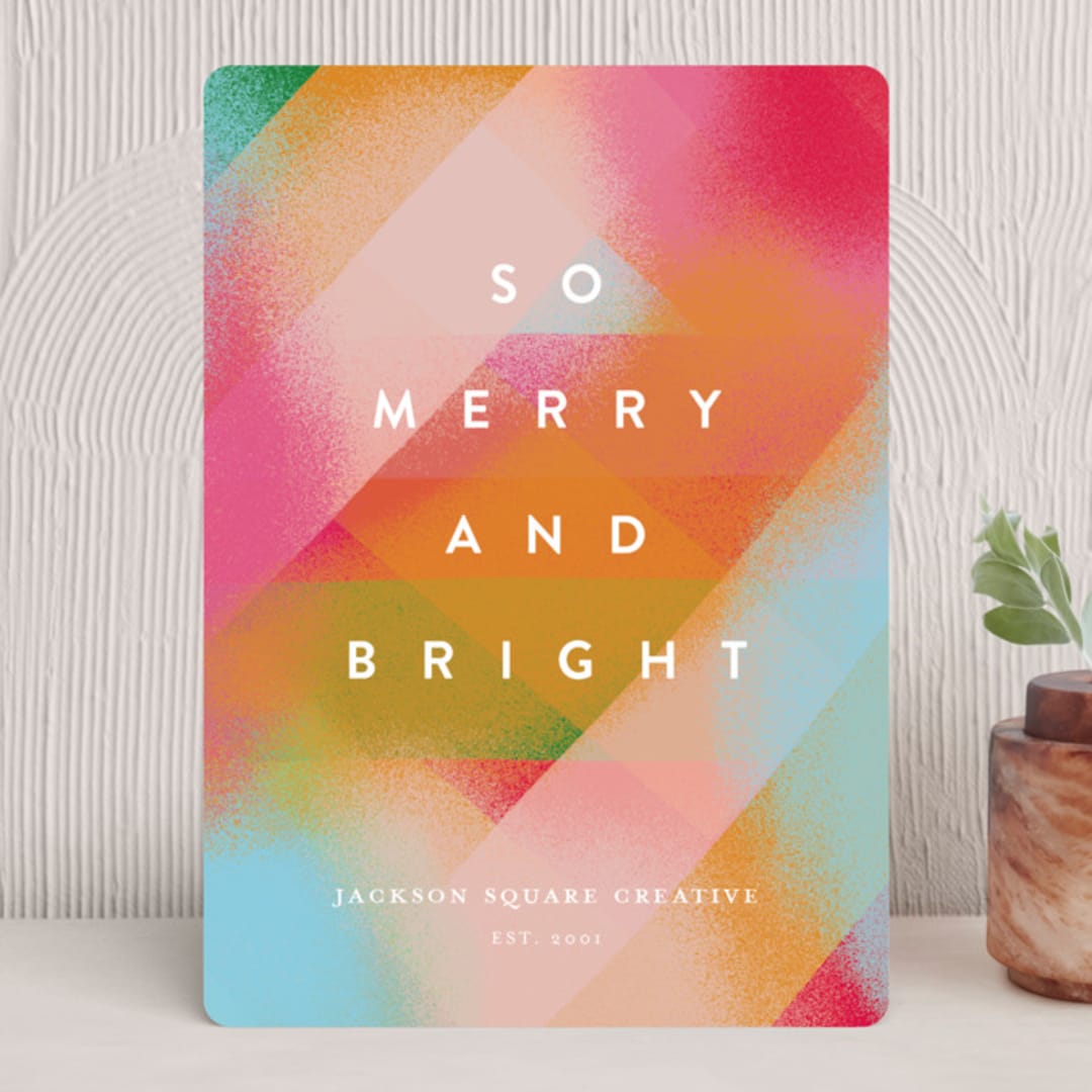 "Fuzzy Mod" - Holiday Cards in Fruit Punch by Katie Zimpel - Front