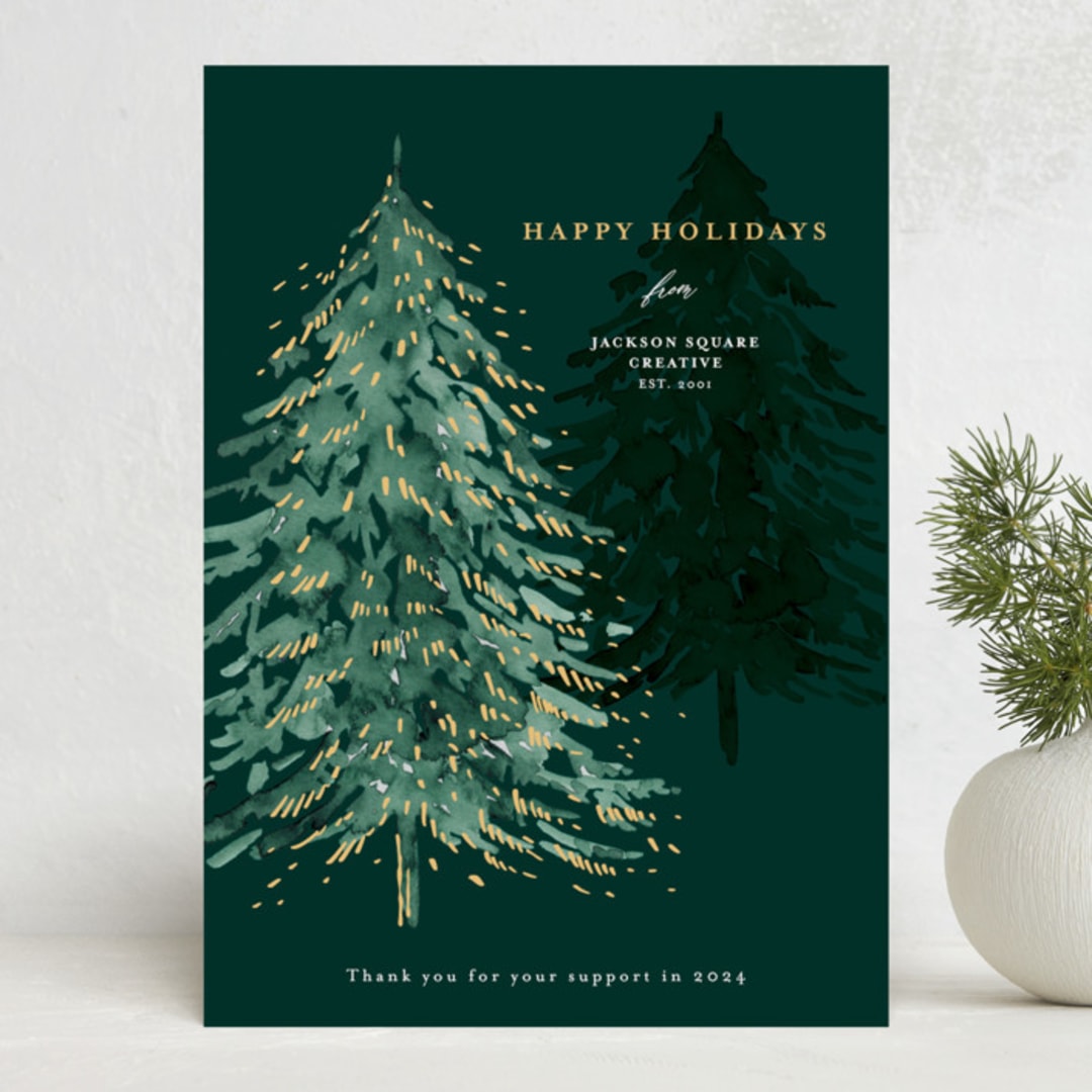 "Midnight Tree" - Holiday Cards in Pine by frau brandt - Front