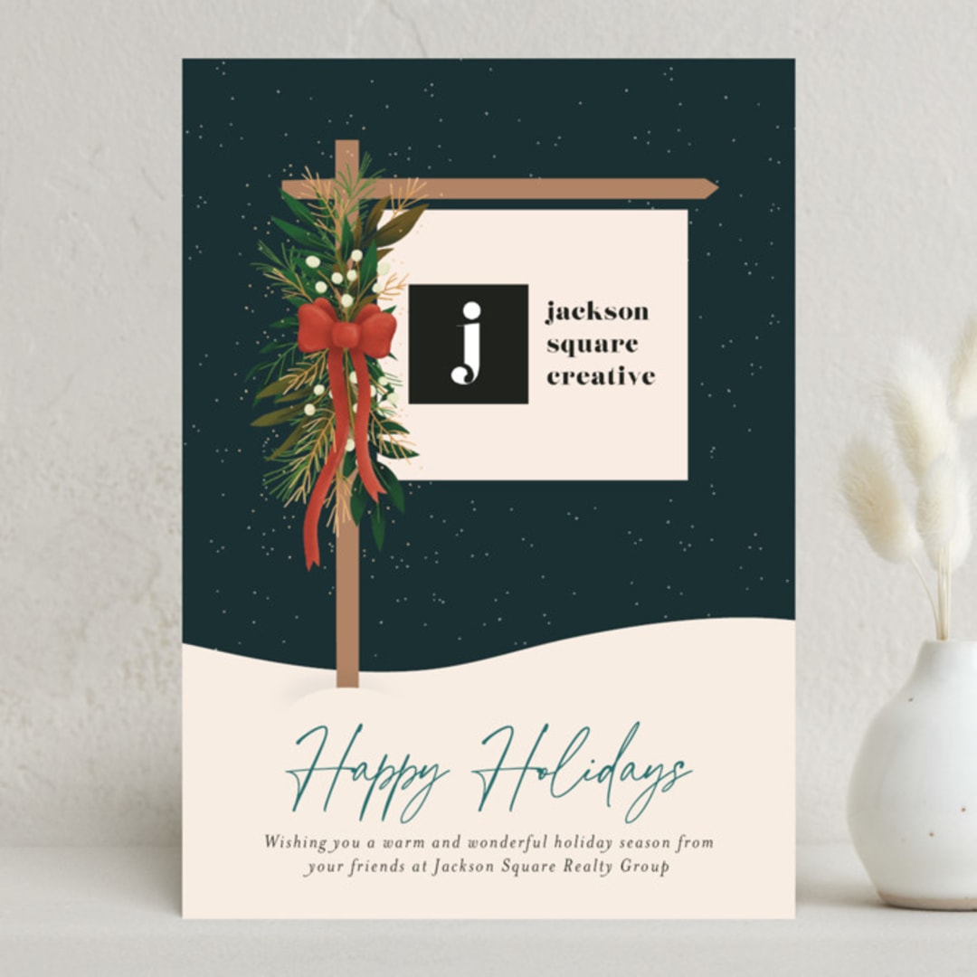 "Winter Botanical Frame" - Holiday Cards in Midnight by Randi Cirelli - Front