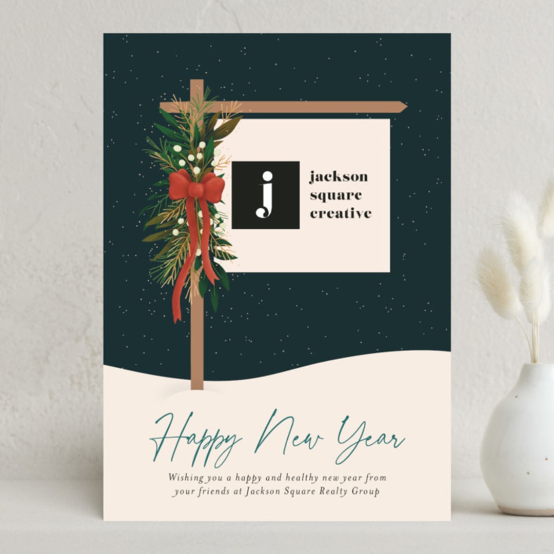 "Winter Botanical Frame" - Holiday Cards in Midnight by Randi Cirelli - Front