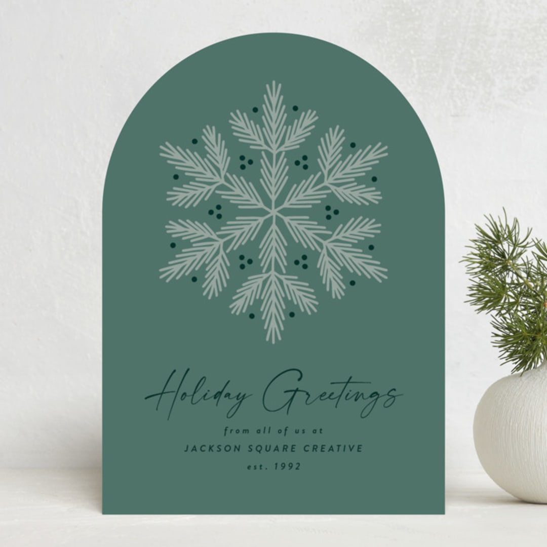 "Pine Snowflake" - Holiday Cards in Spearmint by Kacey Kendrick Wagner - Front