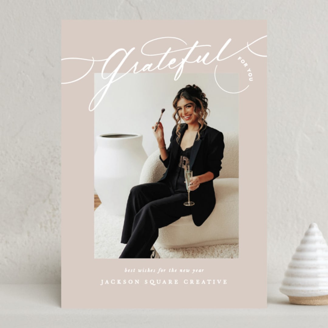 "Gratitude script" - Holiday Cards in Cookie Dough by Creo Study - Front