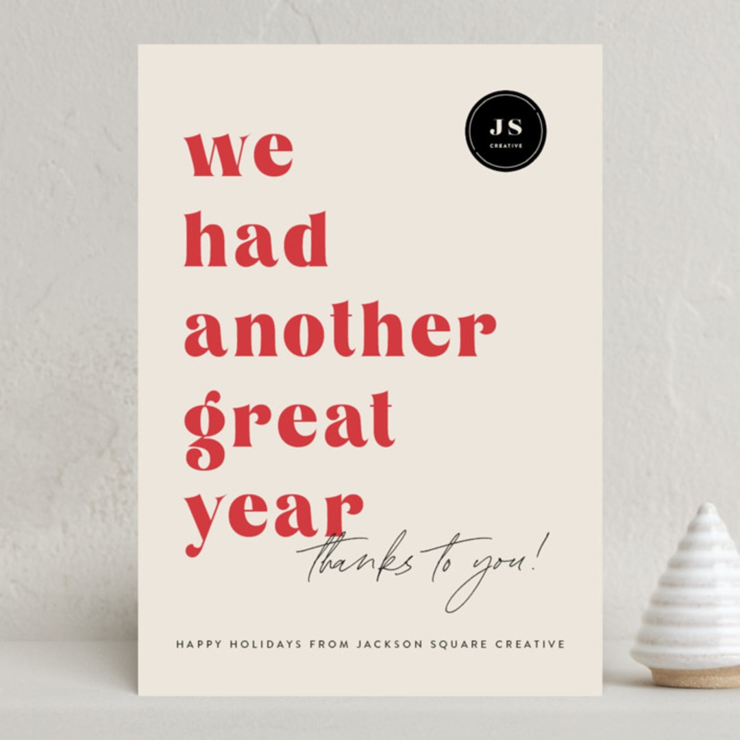"Type Cheer" - Holiday Cards in Cream by Megan Cash - Front