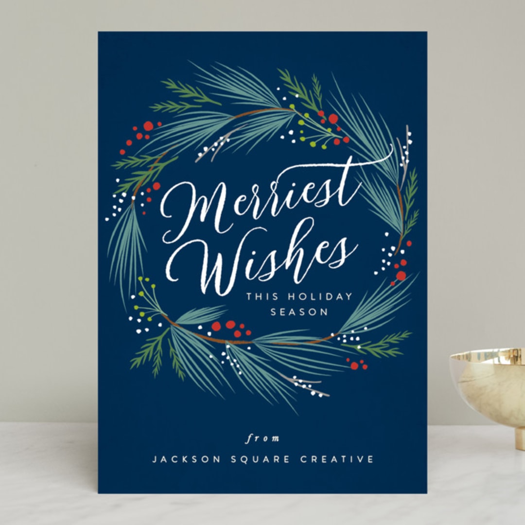 "merriest holiday wreath" - Holiday Cards in Atlantic by Karidy Walker - Front