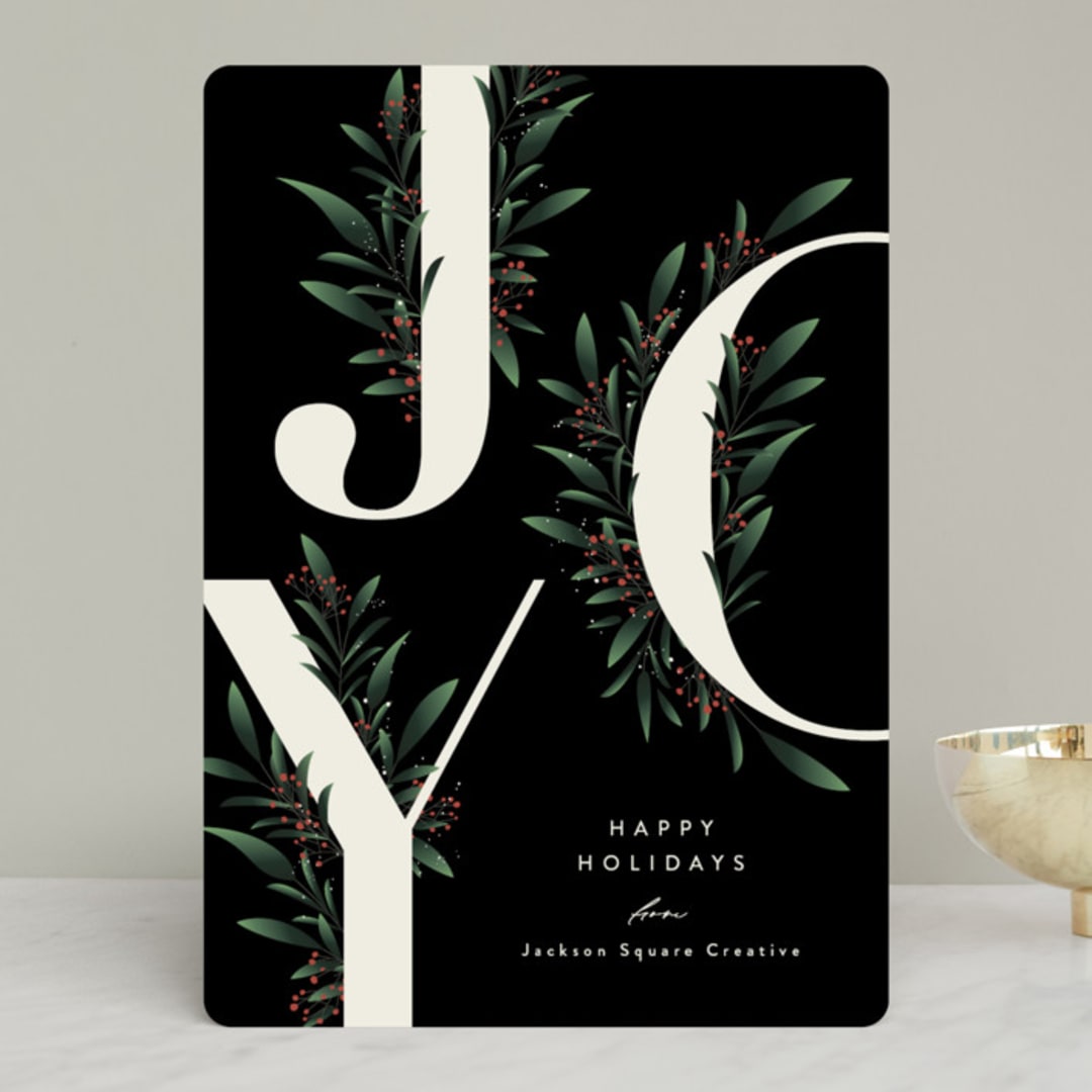 "Adorned Joy" - Holiday Cards in Coal by Jennifer Postorino - Front