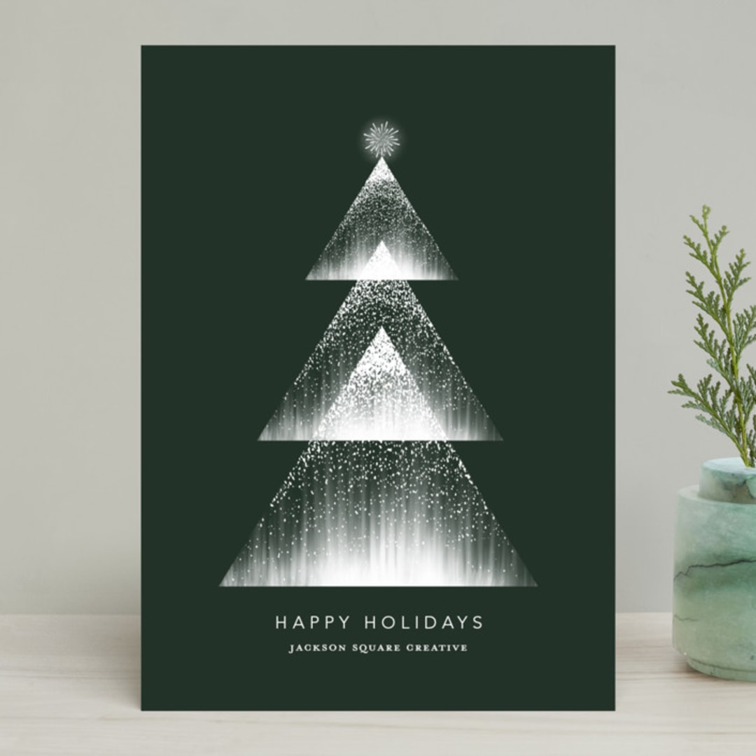 "Lights" - Holiday Cards in Deep Forest by Vivian Yiwing - Front