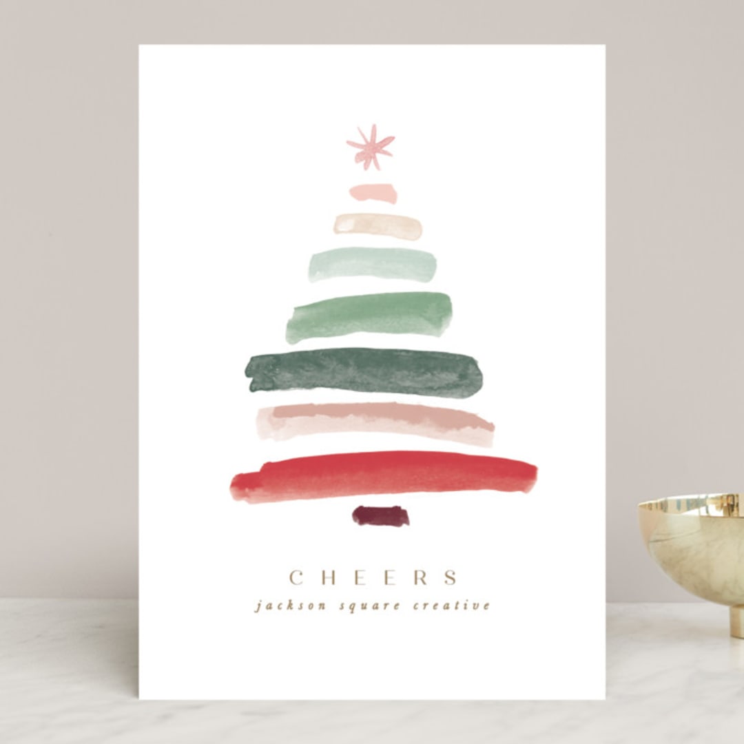 "tree of strokes" - Holiday Cards in Cherry by Creo Study - Front
