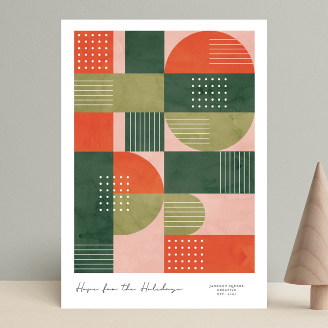 "Abstract Hope" - Holiday Cards in Crimson by Nam Bourassa - Front