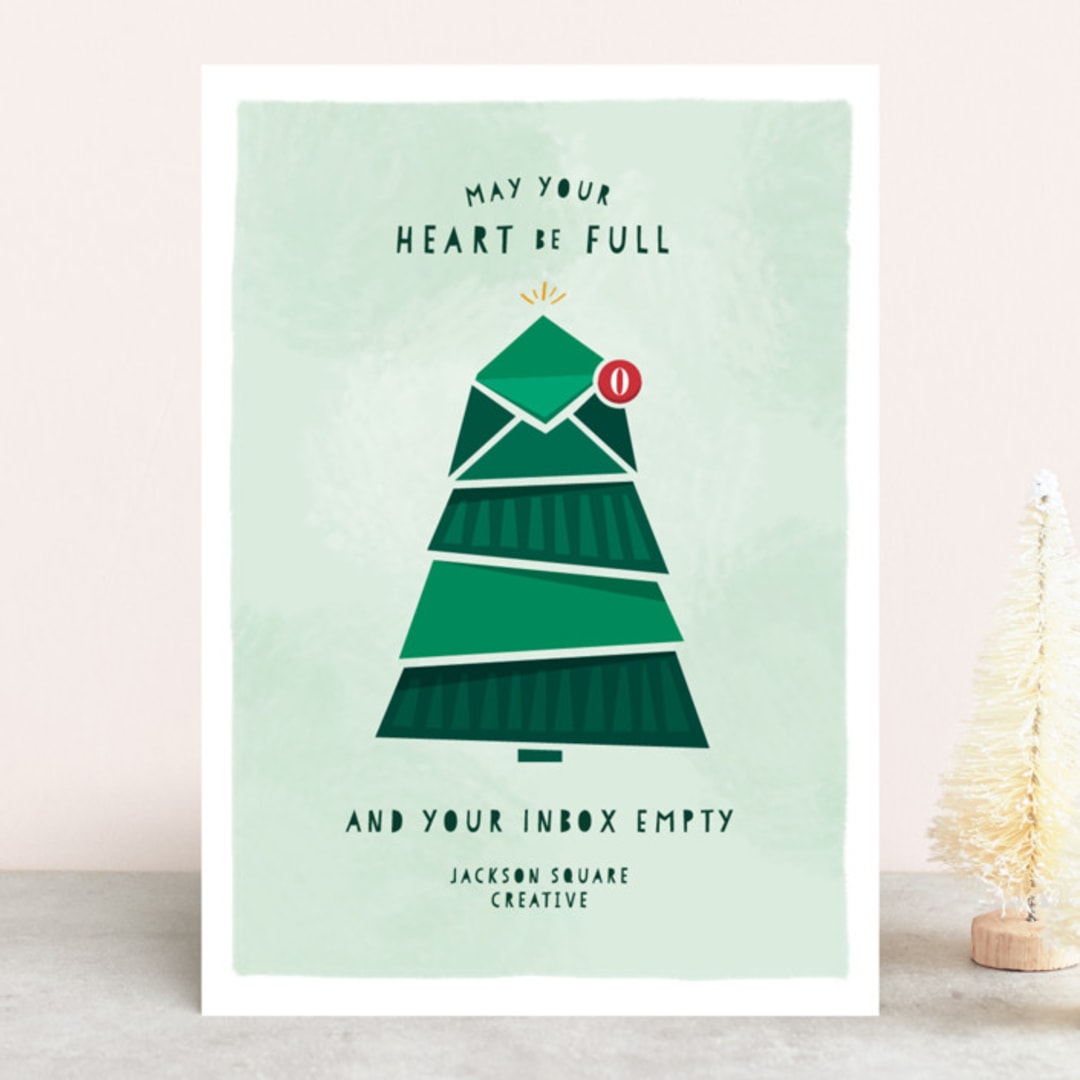 "Inbox Empty" - Holiday Cards in Mint by Kelsey Mucci - Front
