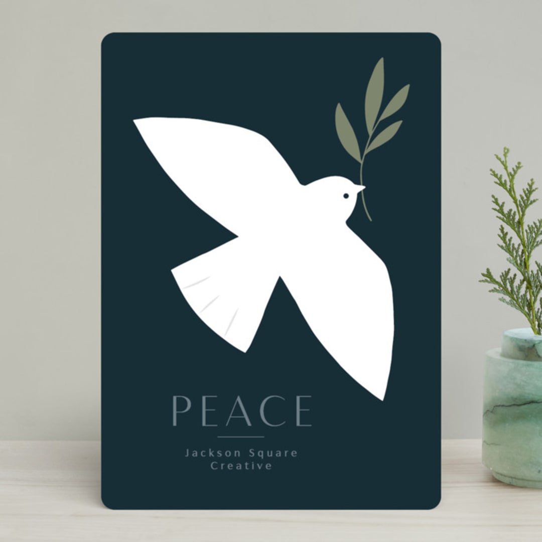"Modern Dove" - Holiday Cards in Midnight by Kacey Kendrick Wagner - Front