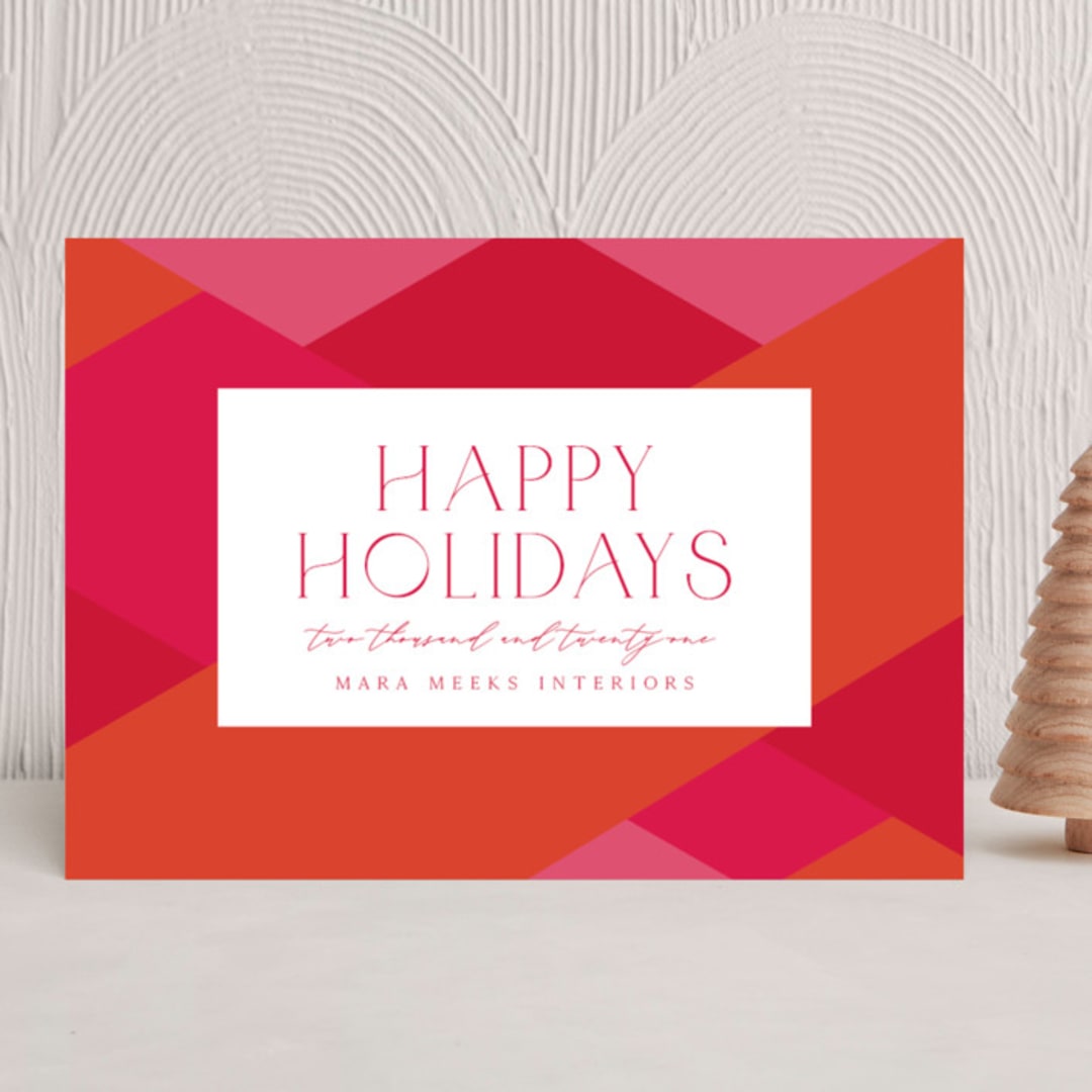 "Bright Geometrics" - Holiday Cards in Punch by Olivia Raufman - Front