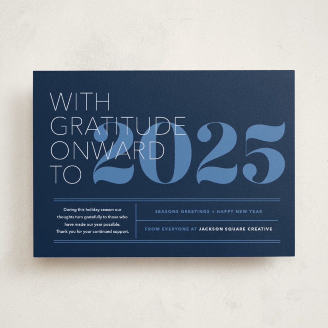 "The Grateful Type" - Holiday Cards in Blue Night by Annie Clark - Front