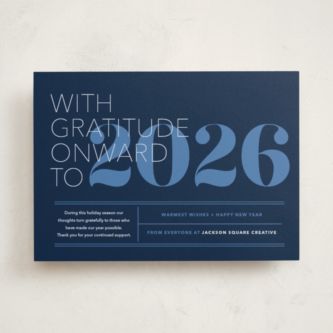 "The Grateful Type" - Holiday Cards in Blue Night by Annie Clark - Front