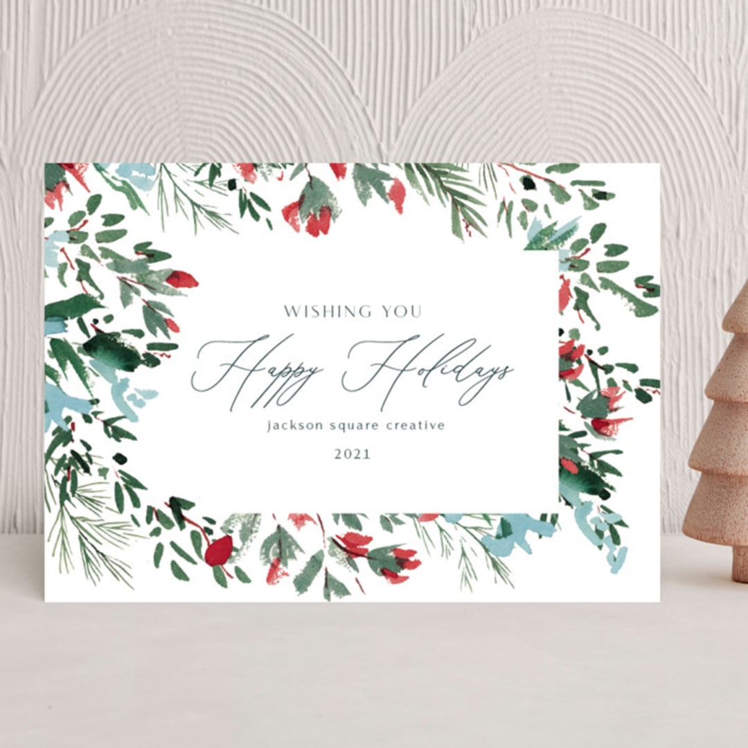 "Holiday Expressions" - Holiday Cards in Aqua by Chris Griffith - Front