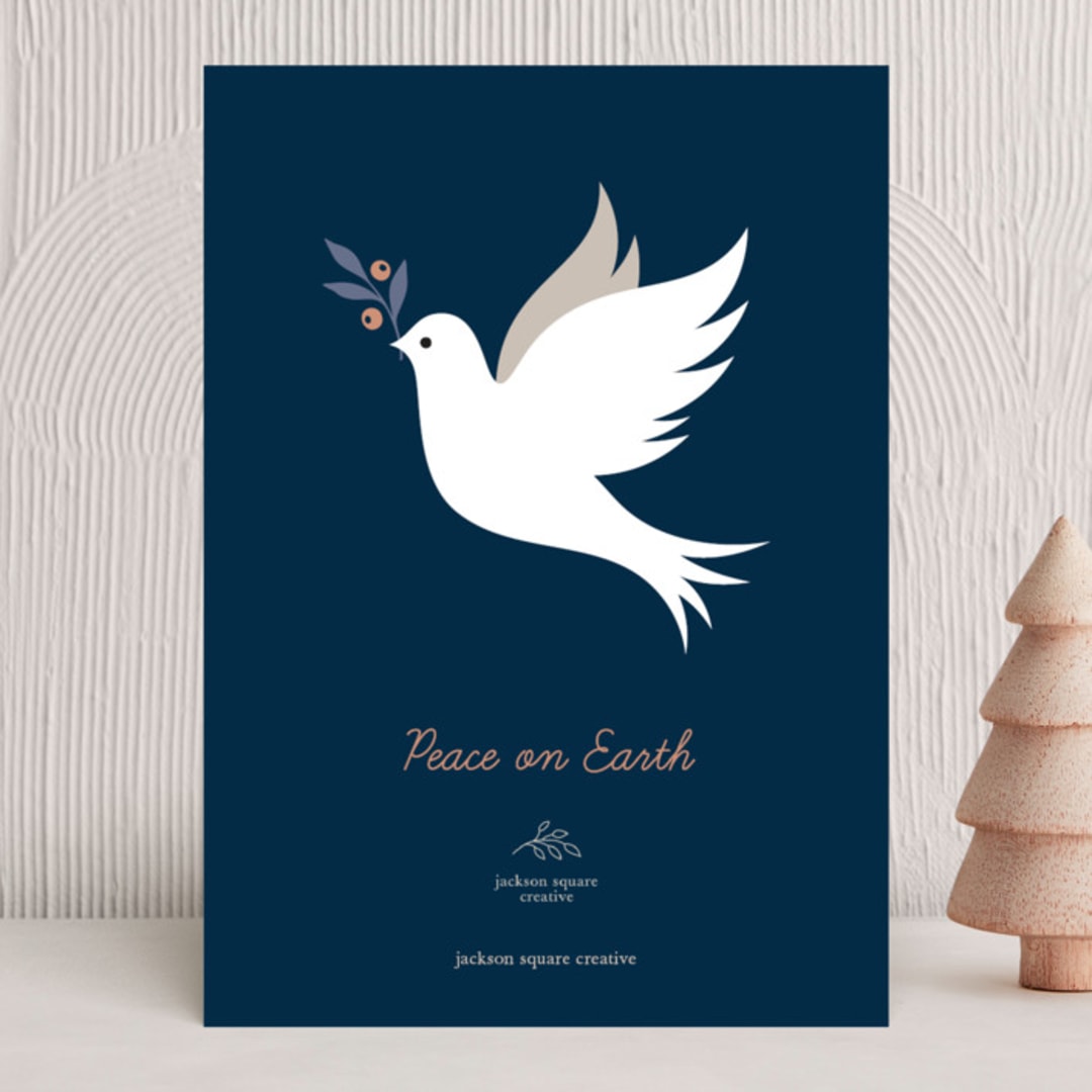 "Joyful Dove" - Holiday Cards in Midnight by Ekaterina Romanova - Front