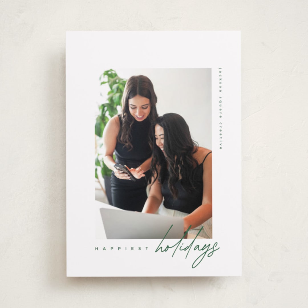 "Edge Overlap" - Holiday Cards in Forest by Kelly Schmidt - Front