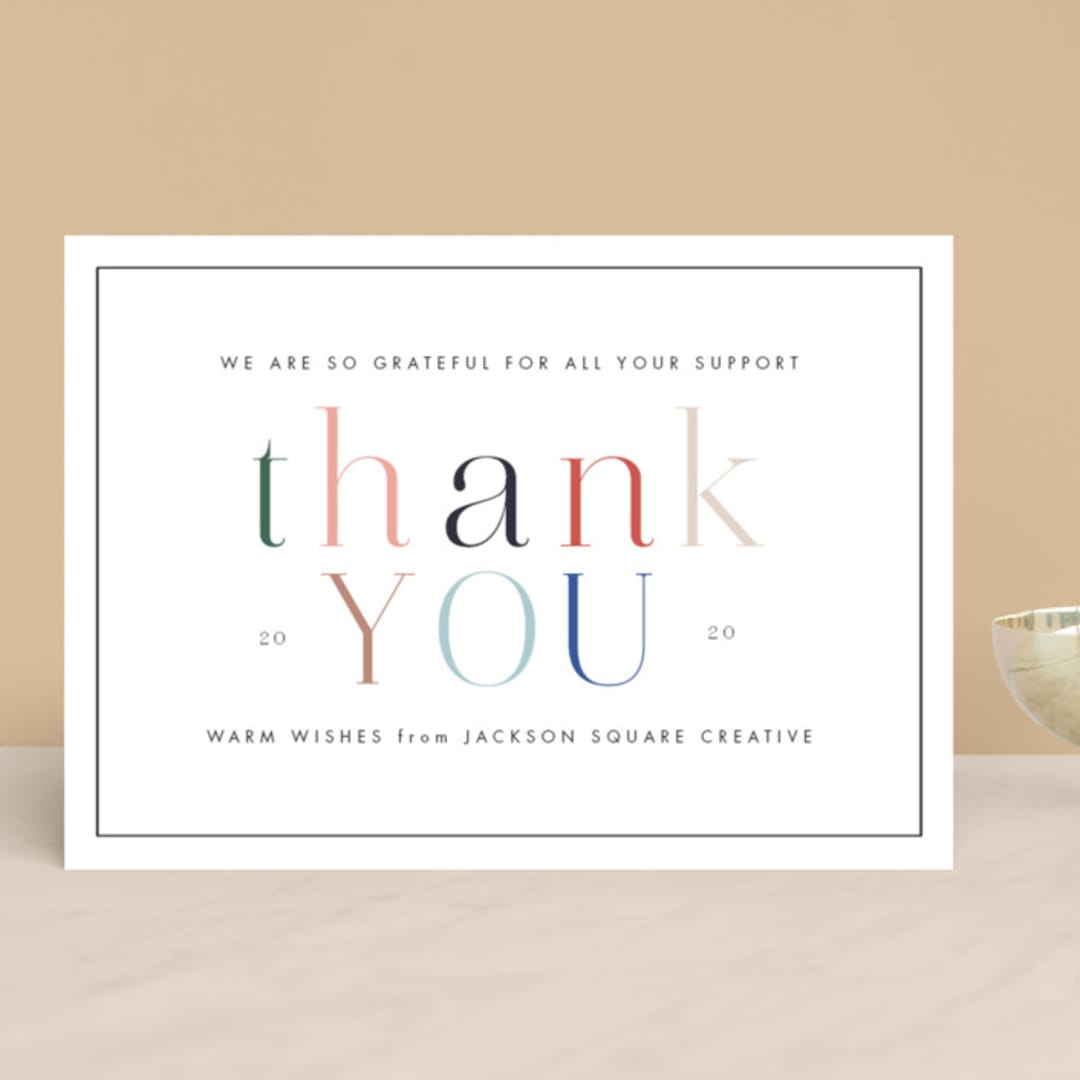 "Thank You" - Holiday Cards in Rainbow by Kanika Mathur - Front