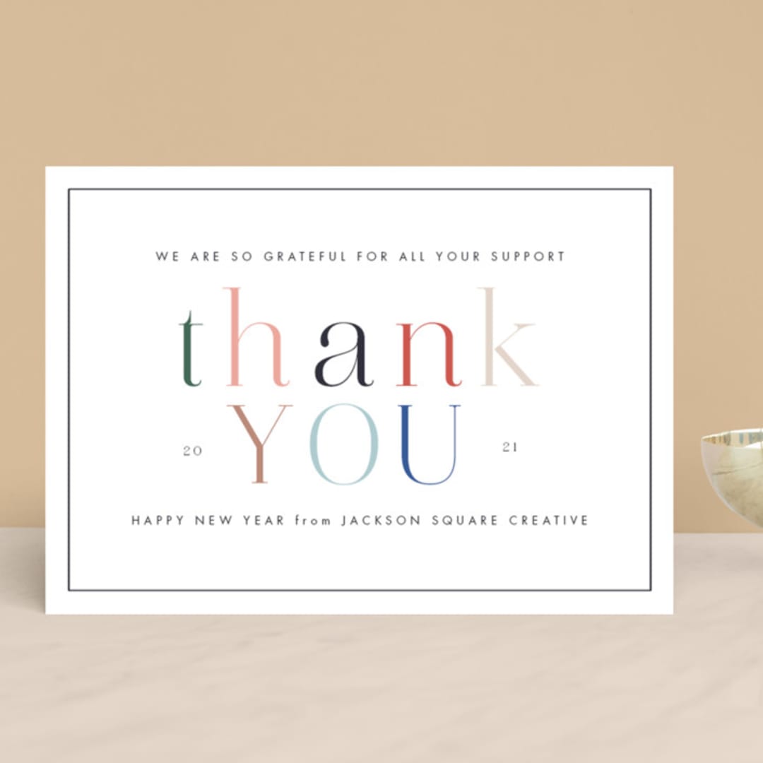 "Thank You" - Holiday Cards in Rainbow by Kanika Mathur - Front