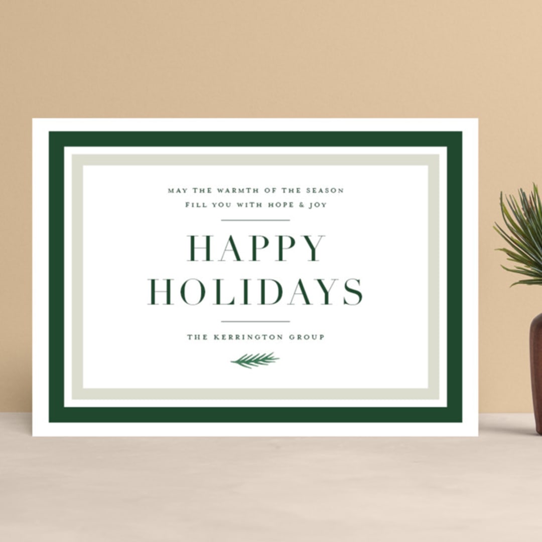 "Classic Corporate" - Holiday Cards in Emerald by Stacey Meacham - Front