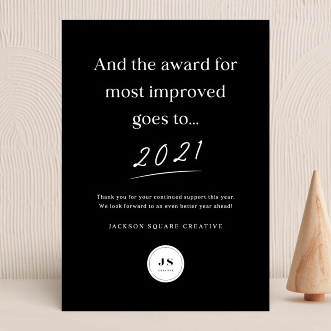 "Most Improved Year" - Holiday Cards in Coal by Kaydi Bishop - Front