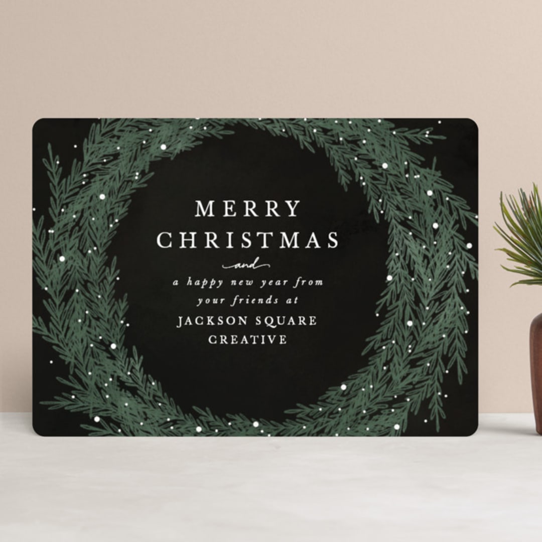 "snowy wreath" - Holiday Cards in Midnight by Ally Madison - Front