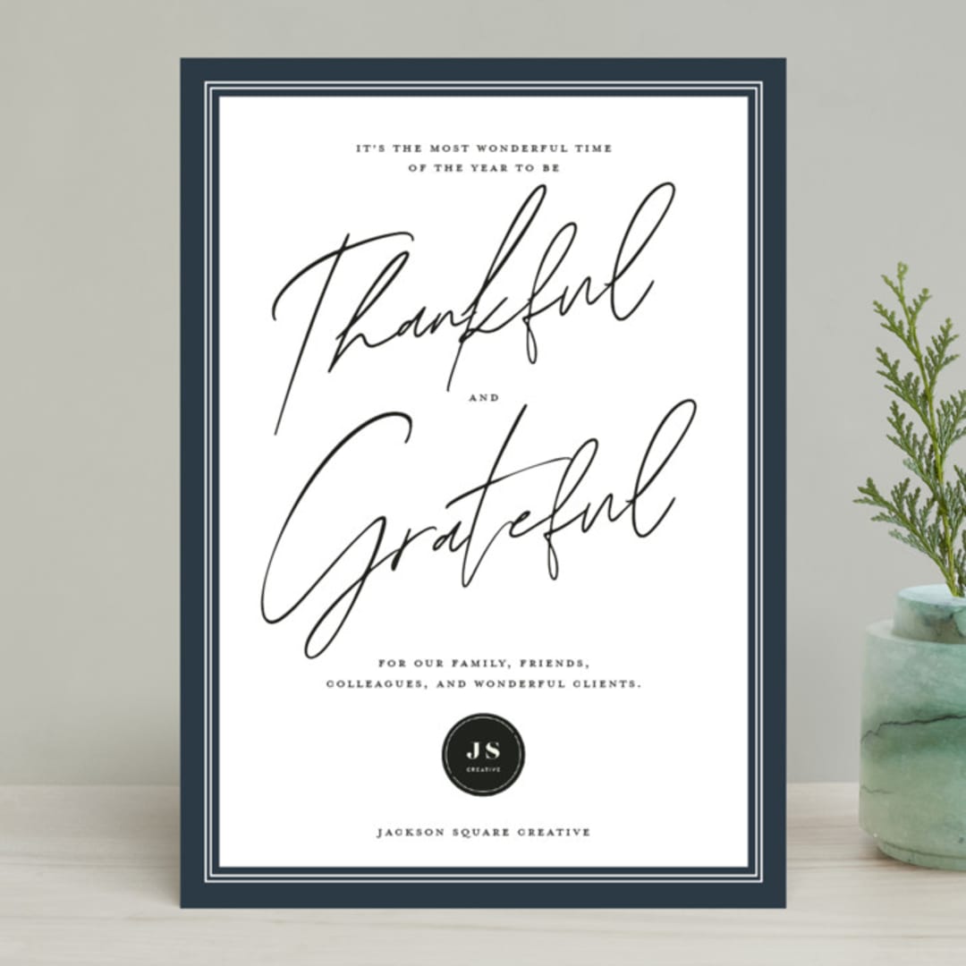 "Wonderful Year" - Holiday Cards in Navy by Jennifer Lew - Front