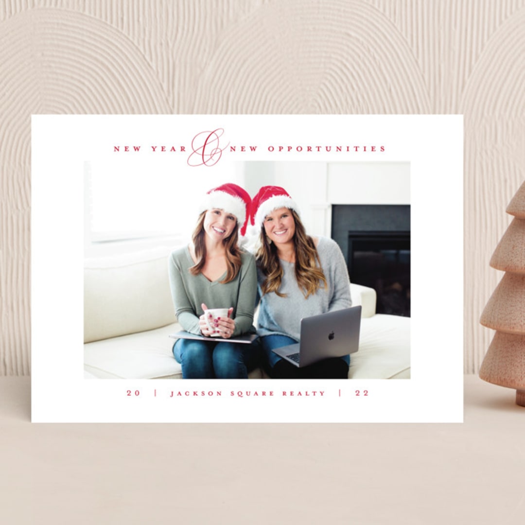 "Peace Love Prosperity" - Holiday Cards in Crimson by Heather Cairl - Front