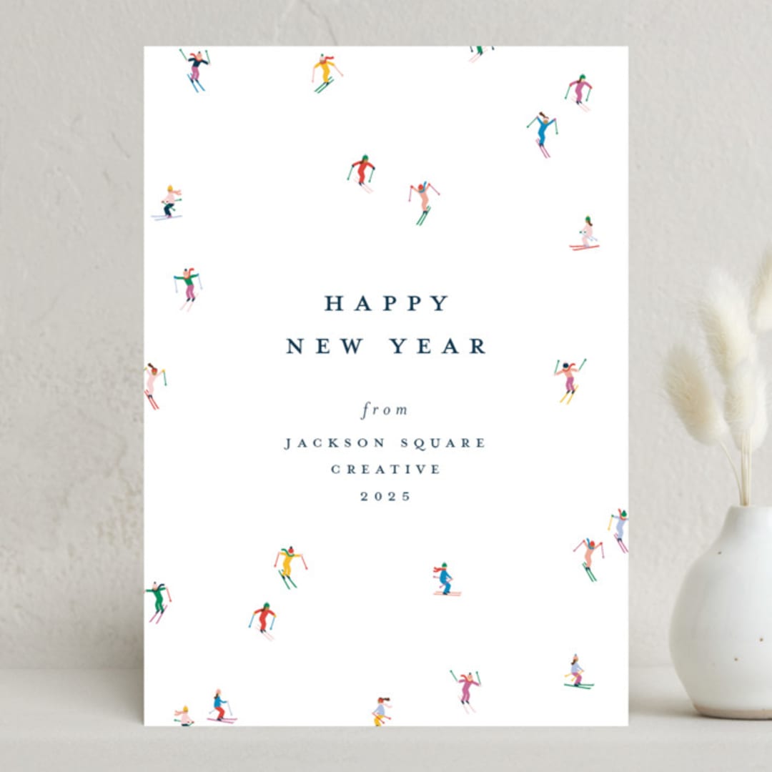 "festive skiers" - Holiday Cards in Multi by Ellen Schlegelmilch - Front