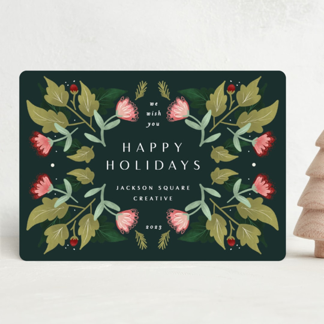 "Holiday Happiest" - Holiday Cards in Pine by Makewells - Front