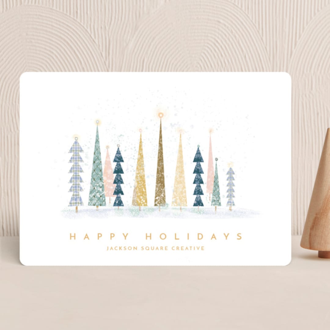 "Happy Holidays" - Holiday Cards in Snow by Laura Mitchell - Front