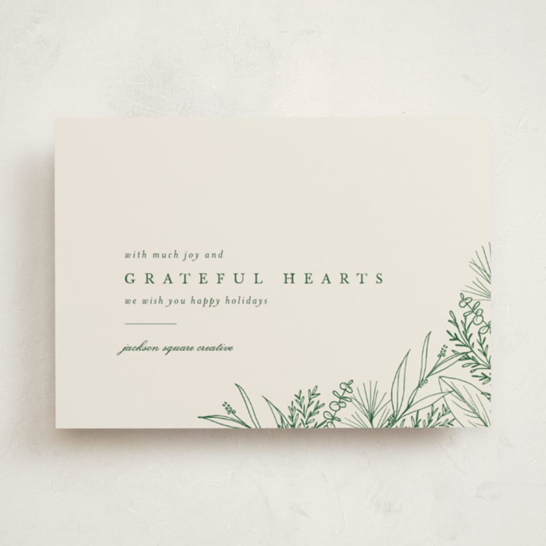 "Grateful Hearts" - Holiday Cards in Pine by Amy Kross - Front
