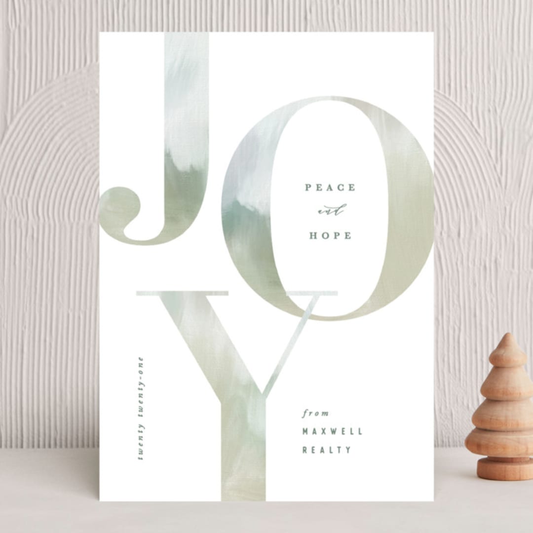 "Bold Joy" - Holiday Cards in Mint by Hooray Creative - Front