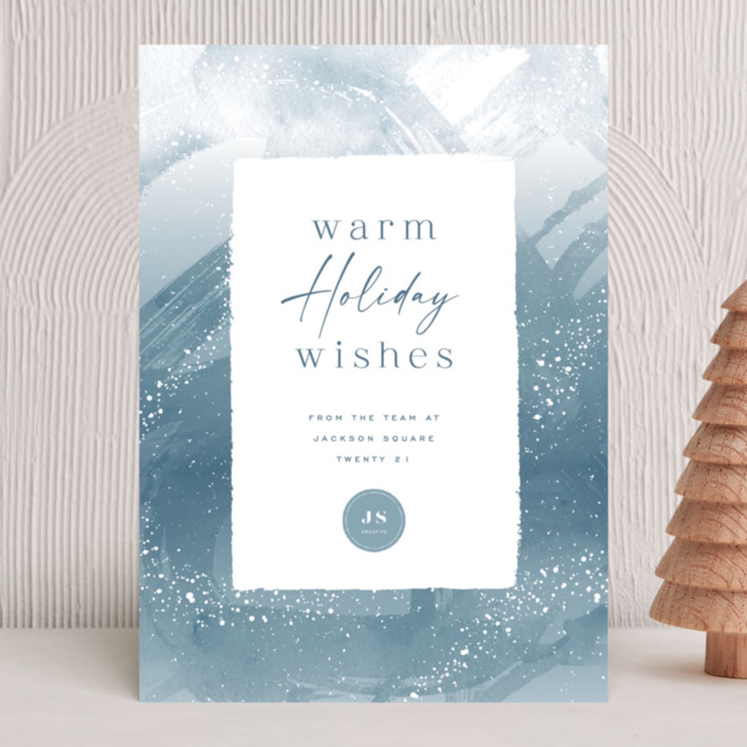 "Winter Brush Strokes" - Holiday Cards in Ice by Hooray Creative - Front