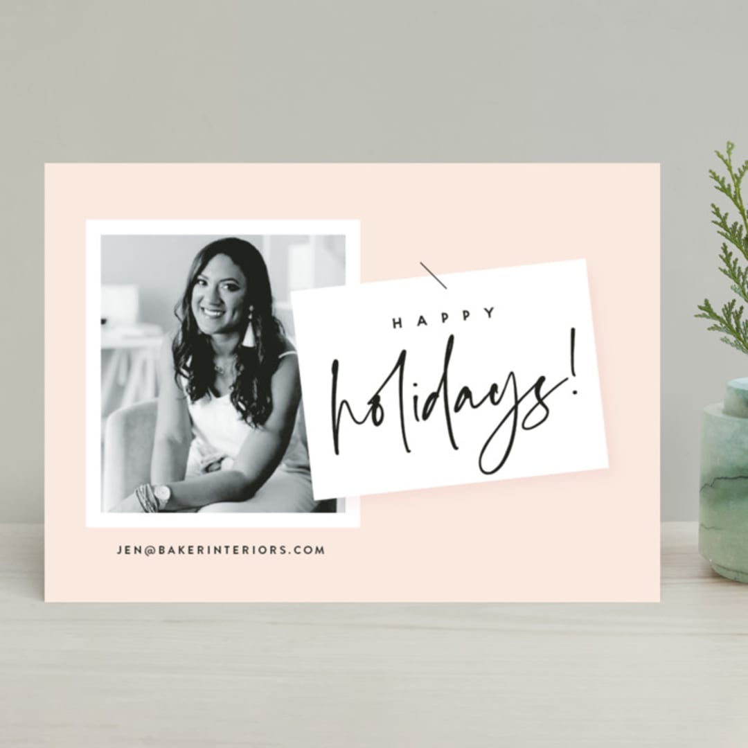 "A BUSINESS CARD" - Holiday Cards in Blush by Susan Brown - Front
