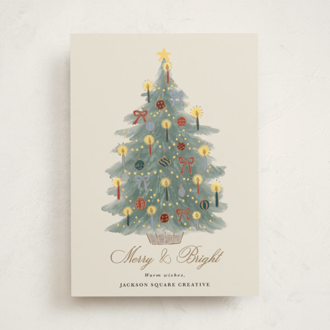 "Candlelit Christmas" - Holiday Cards in Winter Mint by Cass Loh - Front