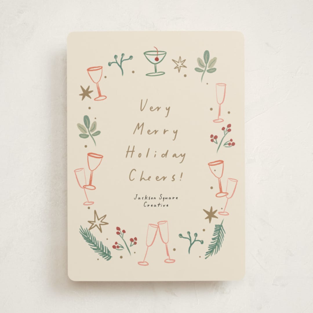 "a Very Merry Holiday Cheers" - Holiday Cards in Champagne by Ani Somi - Front