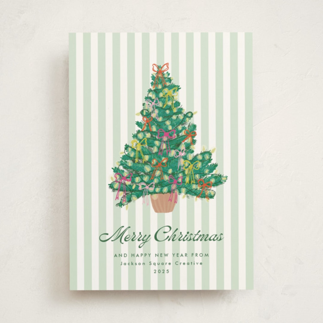 "Lobby Bow Tree" - Holiday Cards in Wintergreen by Erika Firm - Front